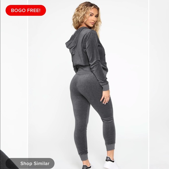 Charcoal grey velour tracksuit, worn once, 10/10 condition - Picture 4 of 7